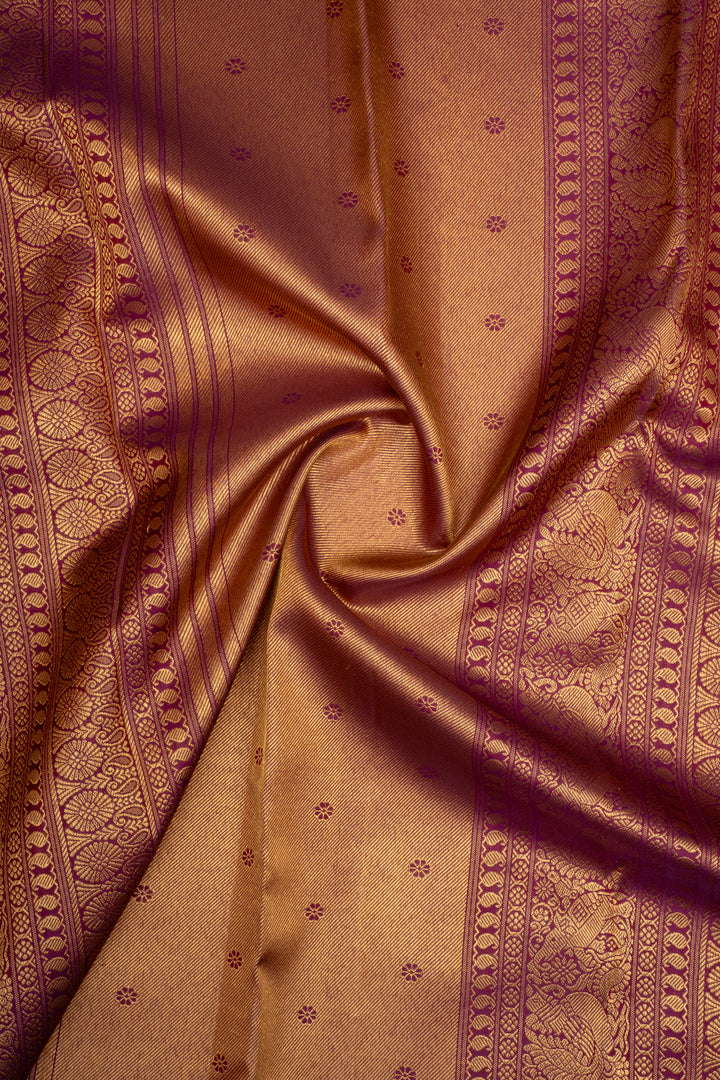 Purple Temple Brocade Pure Kanchipuram Silk Saree