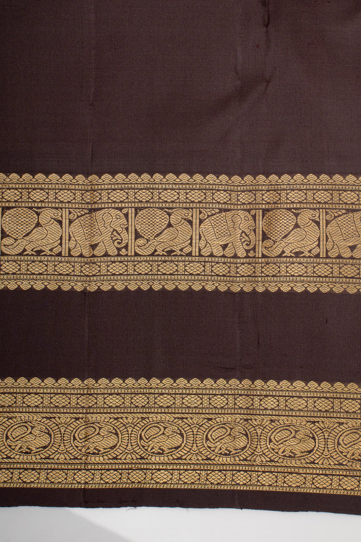Purple and Brown Pure Kanchipuram Silk Saree