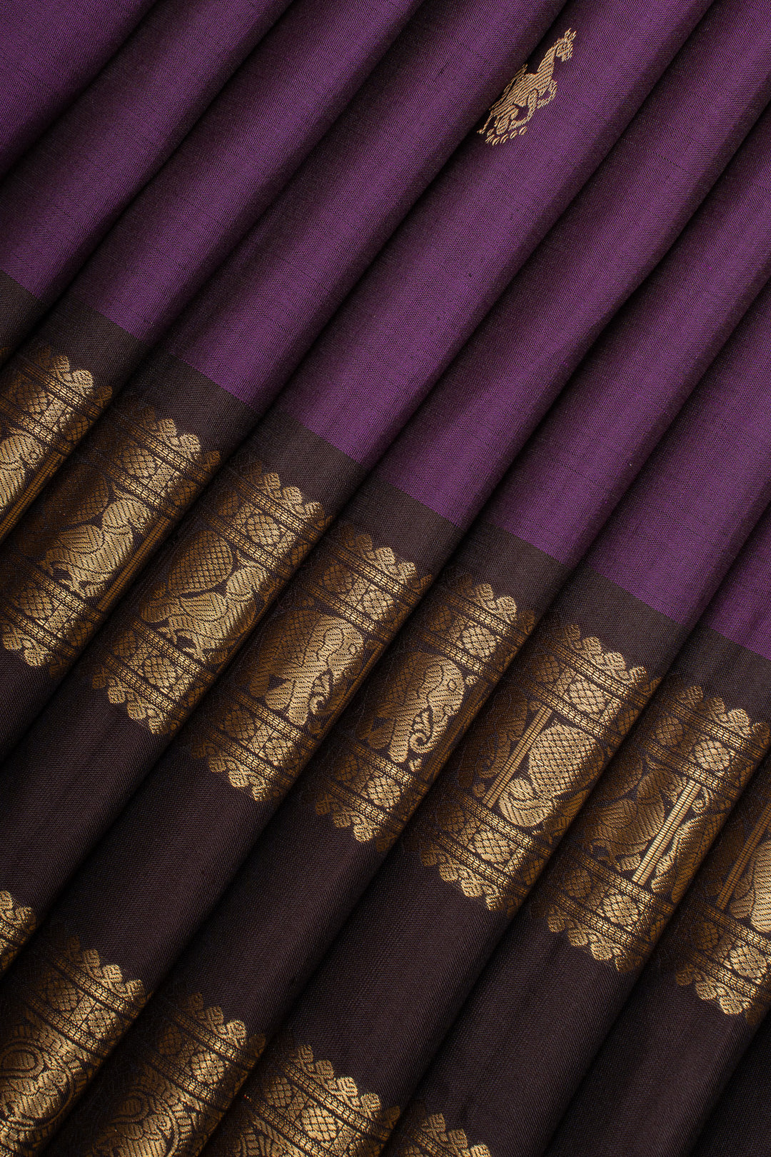 Purple and Brown Pure Kanchipuram Silk Saree