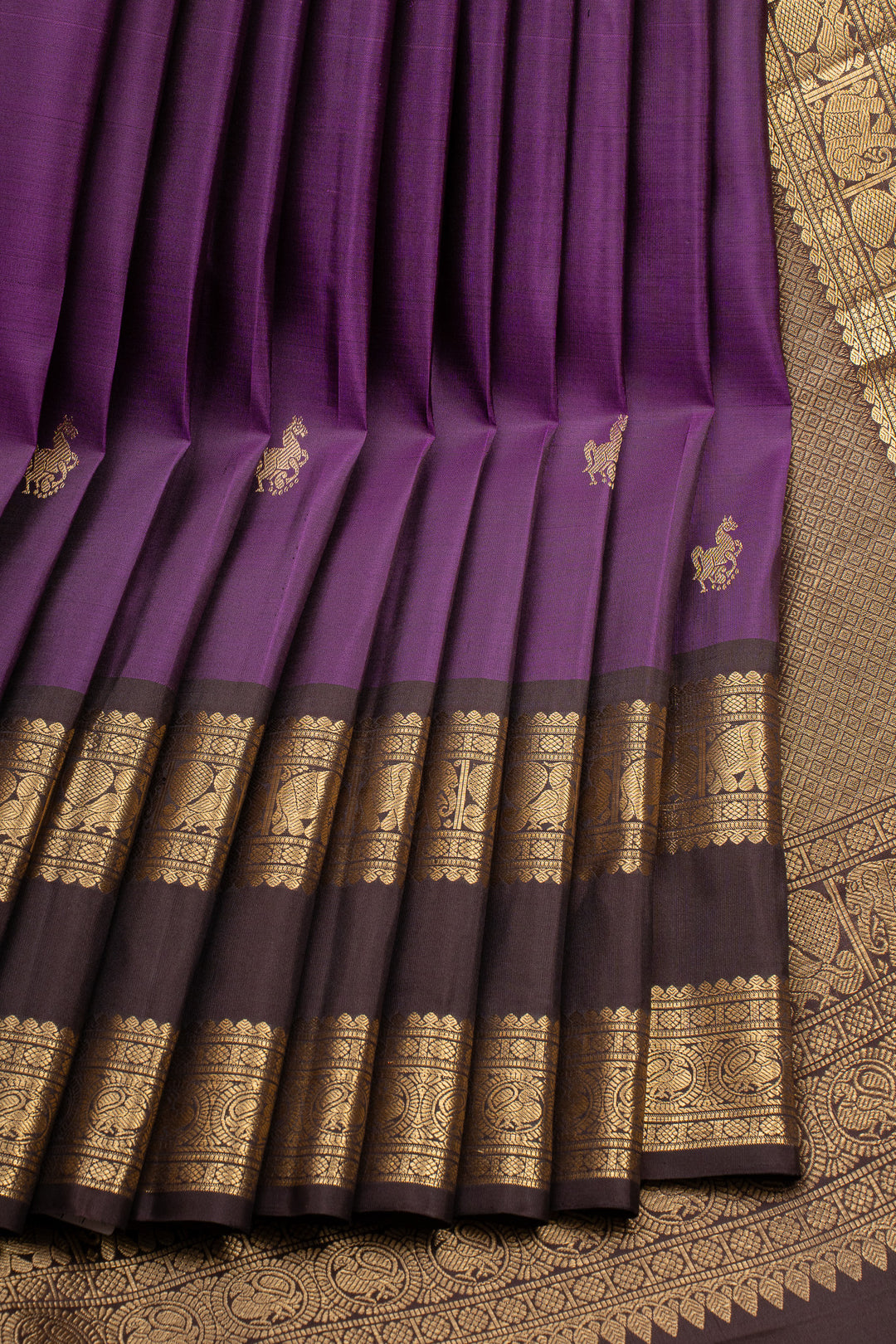 Purple and Brown Pure Kanchipuram Silk Saree
