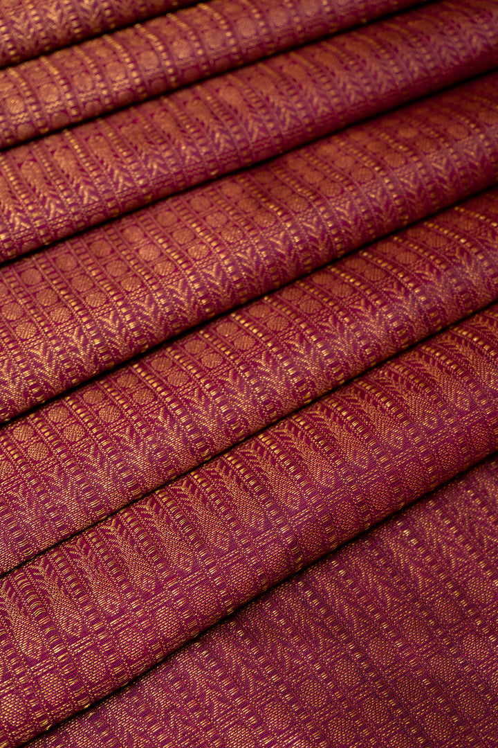Maroon Shot Colour Zari Brocade Pure Kanchipuram Silk Saree - Clio Silks