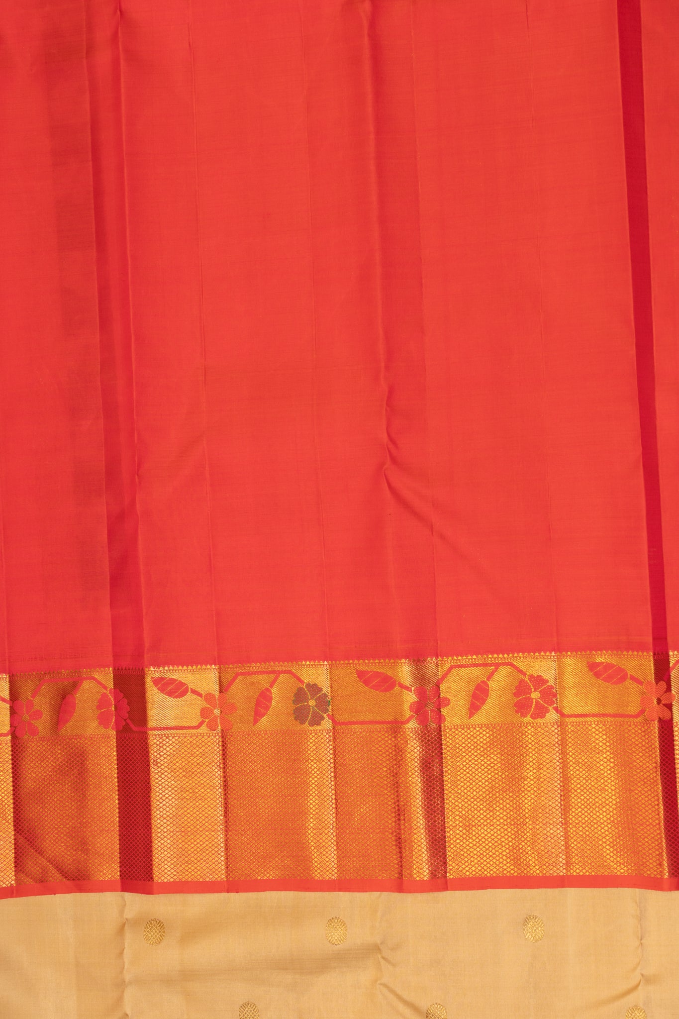 Oyster cream Paithani pure zari Kanchipuram silk saree