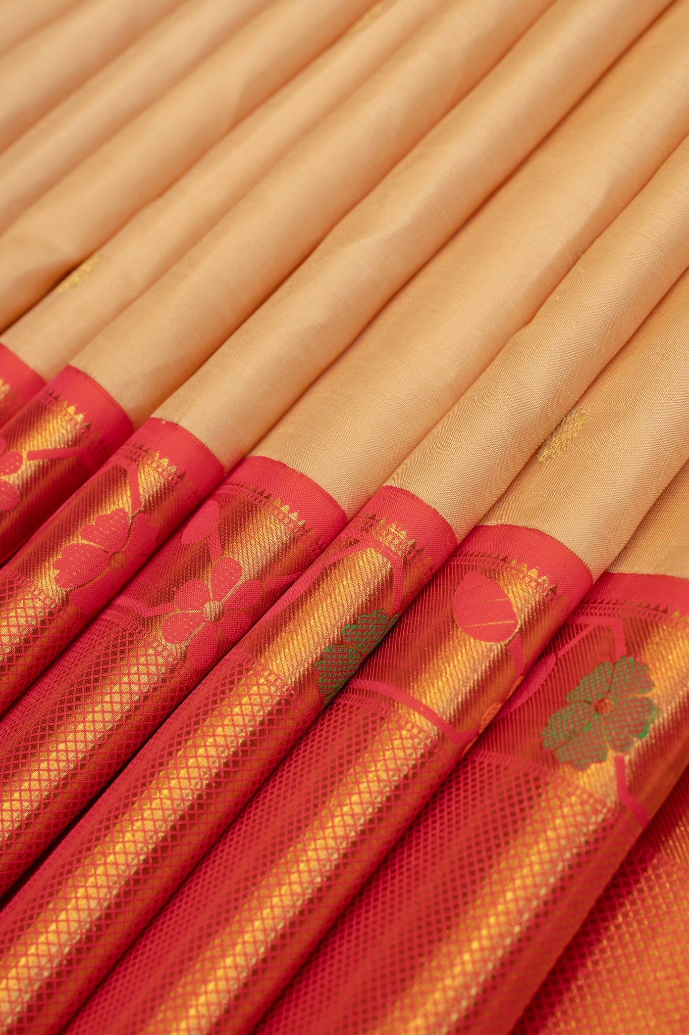 Oyster cream Paithani pure zari Kanchipuram silk saree