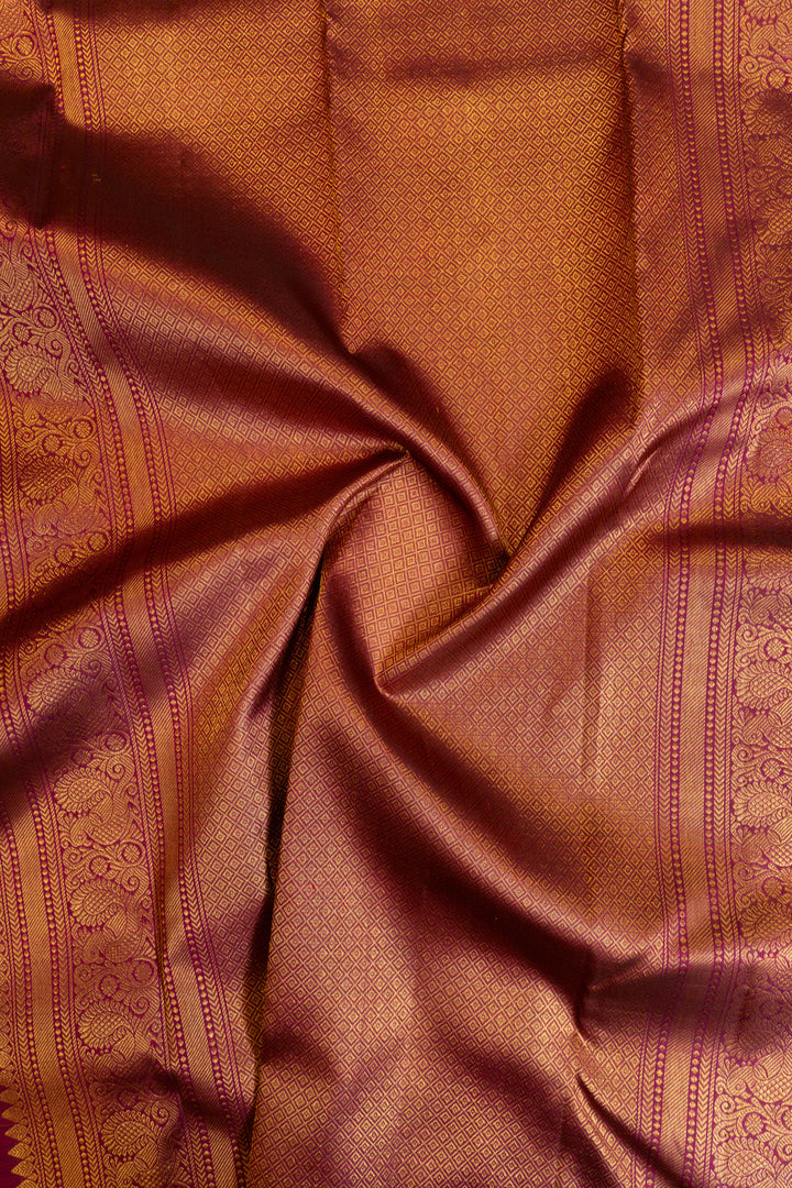 Sangria purple vairaoosi checks pure Kanchipuram silk saree