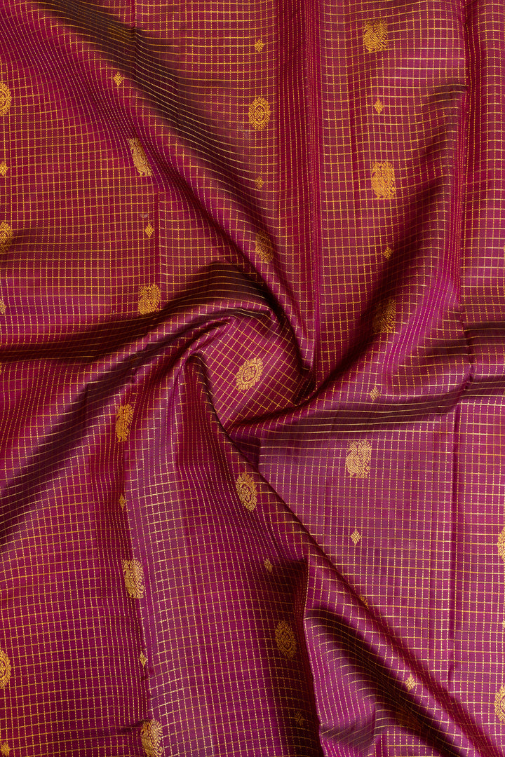 Sangria purple vairaoosi checks pure Kanchipuram silk saree