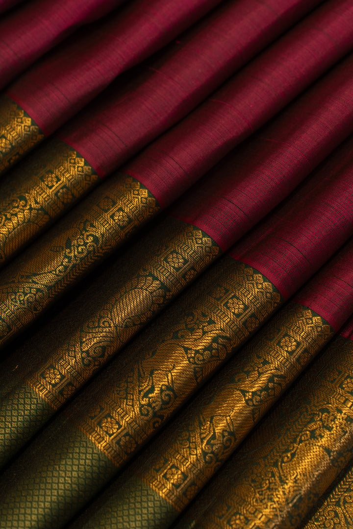 Boysenberry purple rettai pettu pure Kanchipuram silk saree