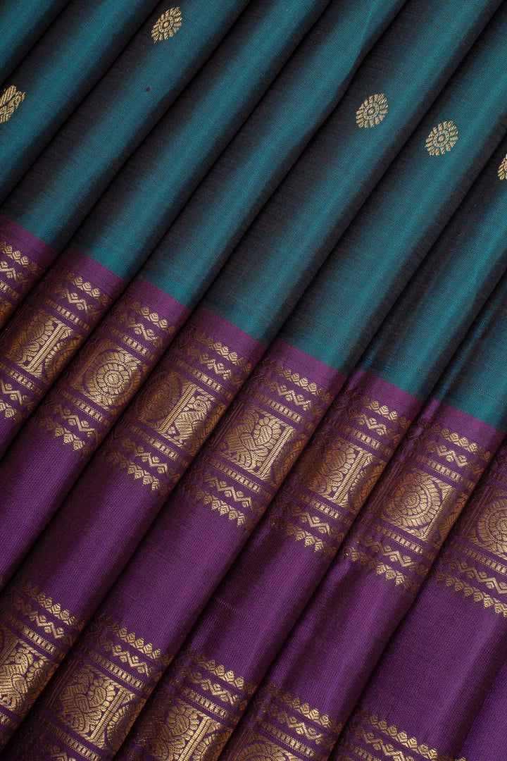 Anandha Blue and Jamun Pure Kanchipuram Silk Saree