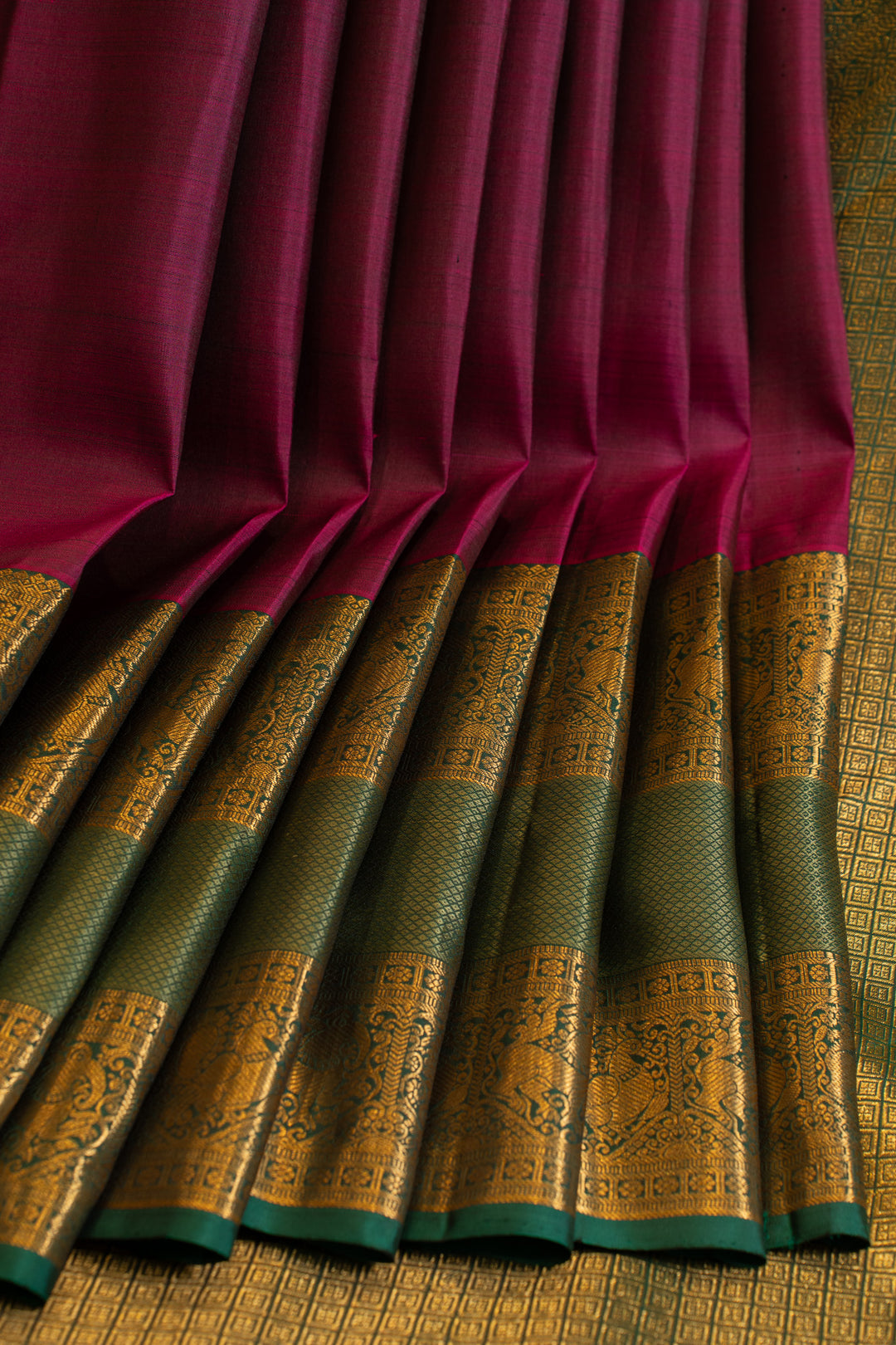 Boysenberry purple rettai pettu pure Kanchipuram silk saree