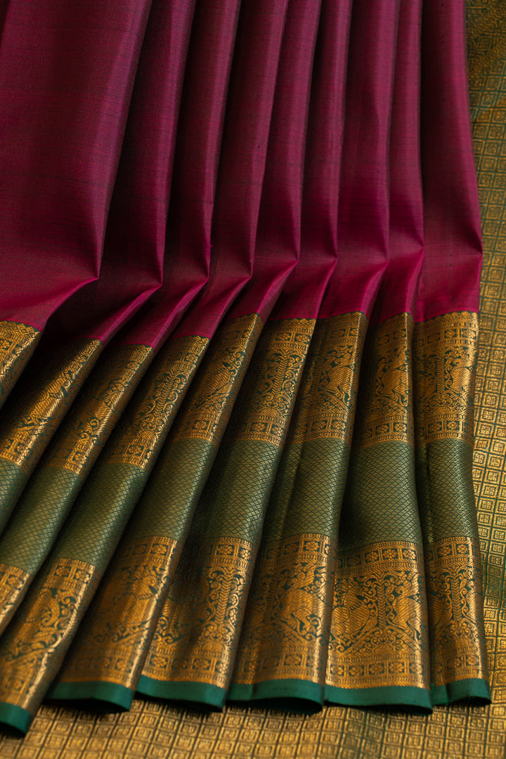 Boysenberry purple rettai pettu pure Kanchipuram silk saree