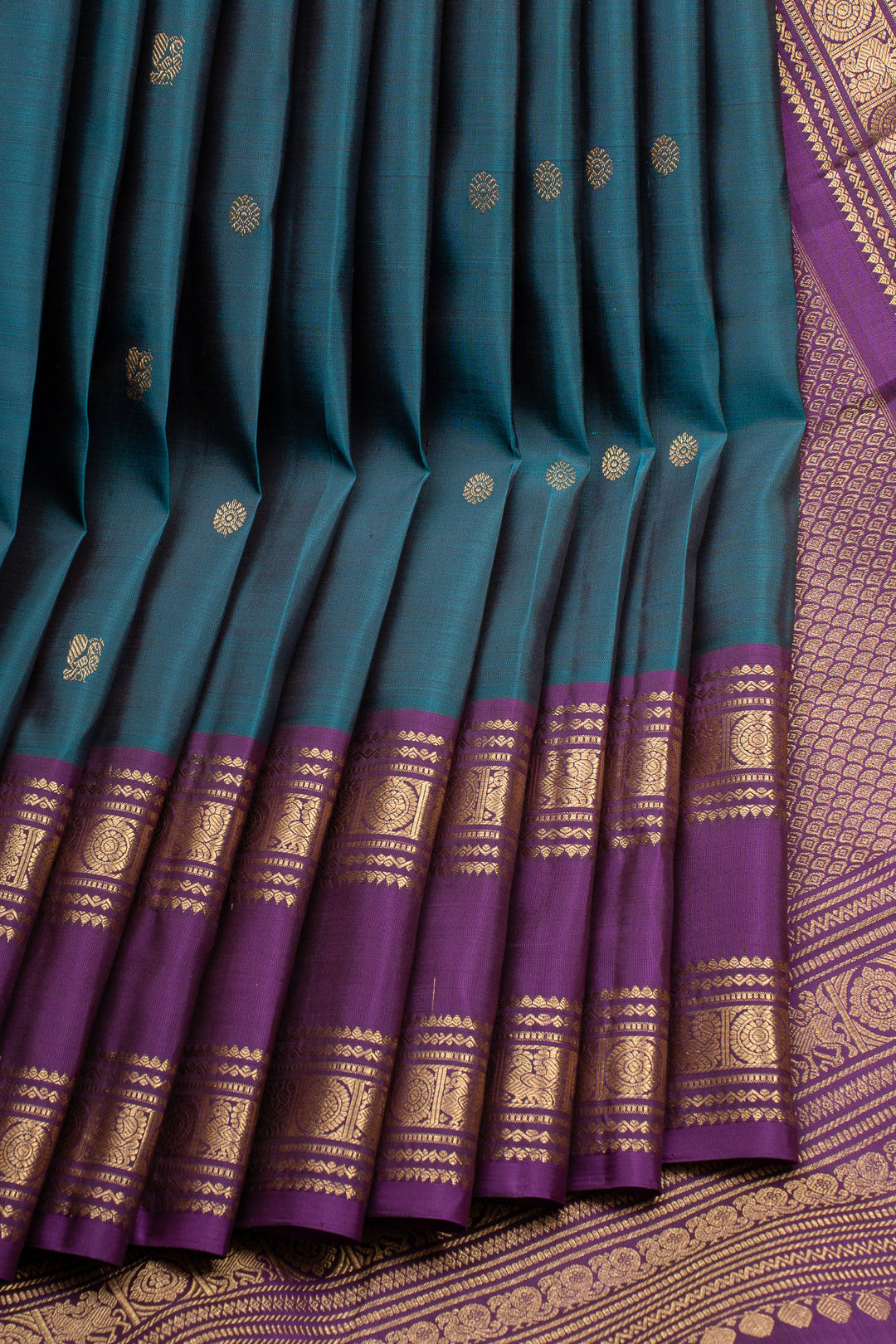 Anandha Blue and Jamun Pure Kanchipuram Silk Saree