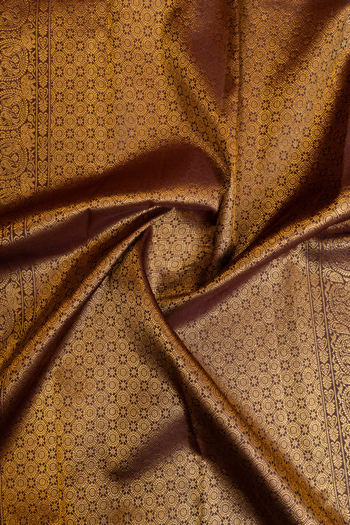 Mauve purple and brown rettai pettu pure Kanchipuram silk saree