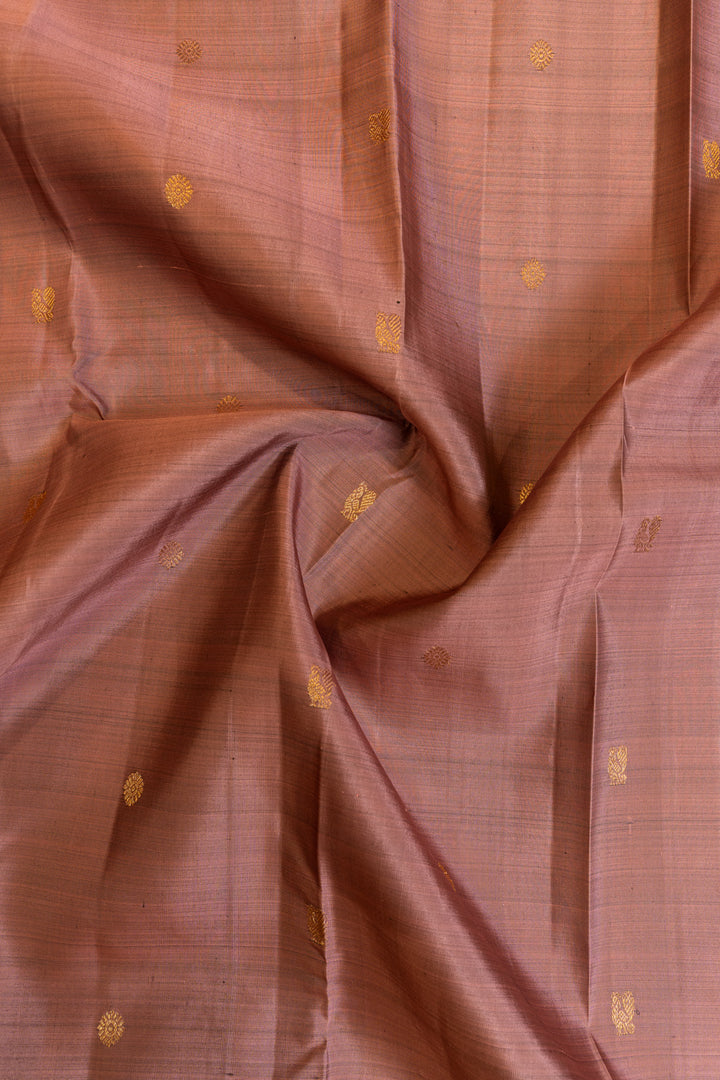 Mauve purple and brown rettai pettu pure Kanchipuram silk saree