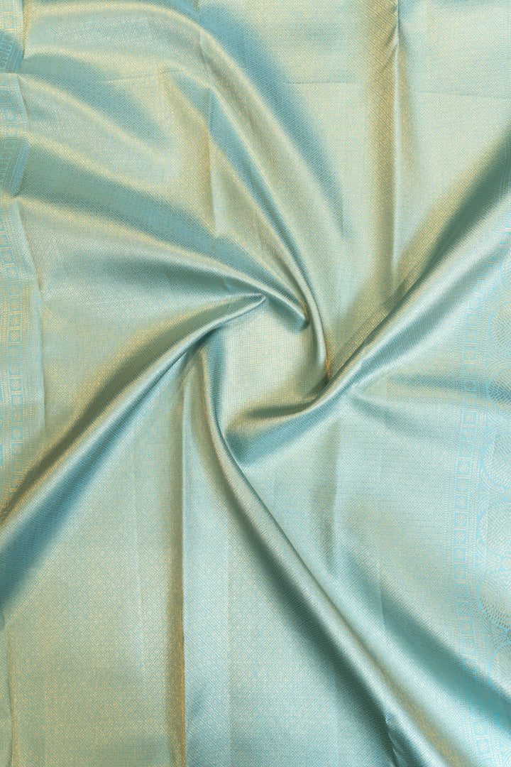 Pastel blue paisley pure Kanchipuram silk saree