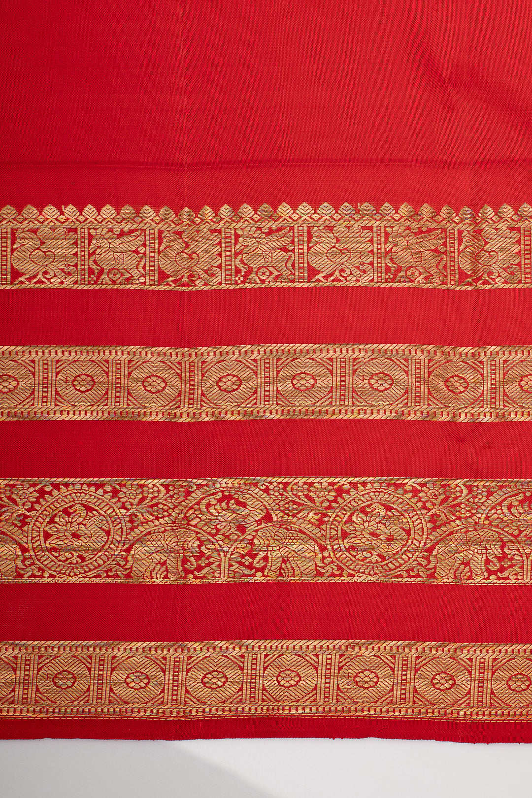 Maroon and Red Stripes Pure Kanchipuram Silk Saree