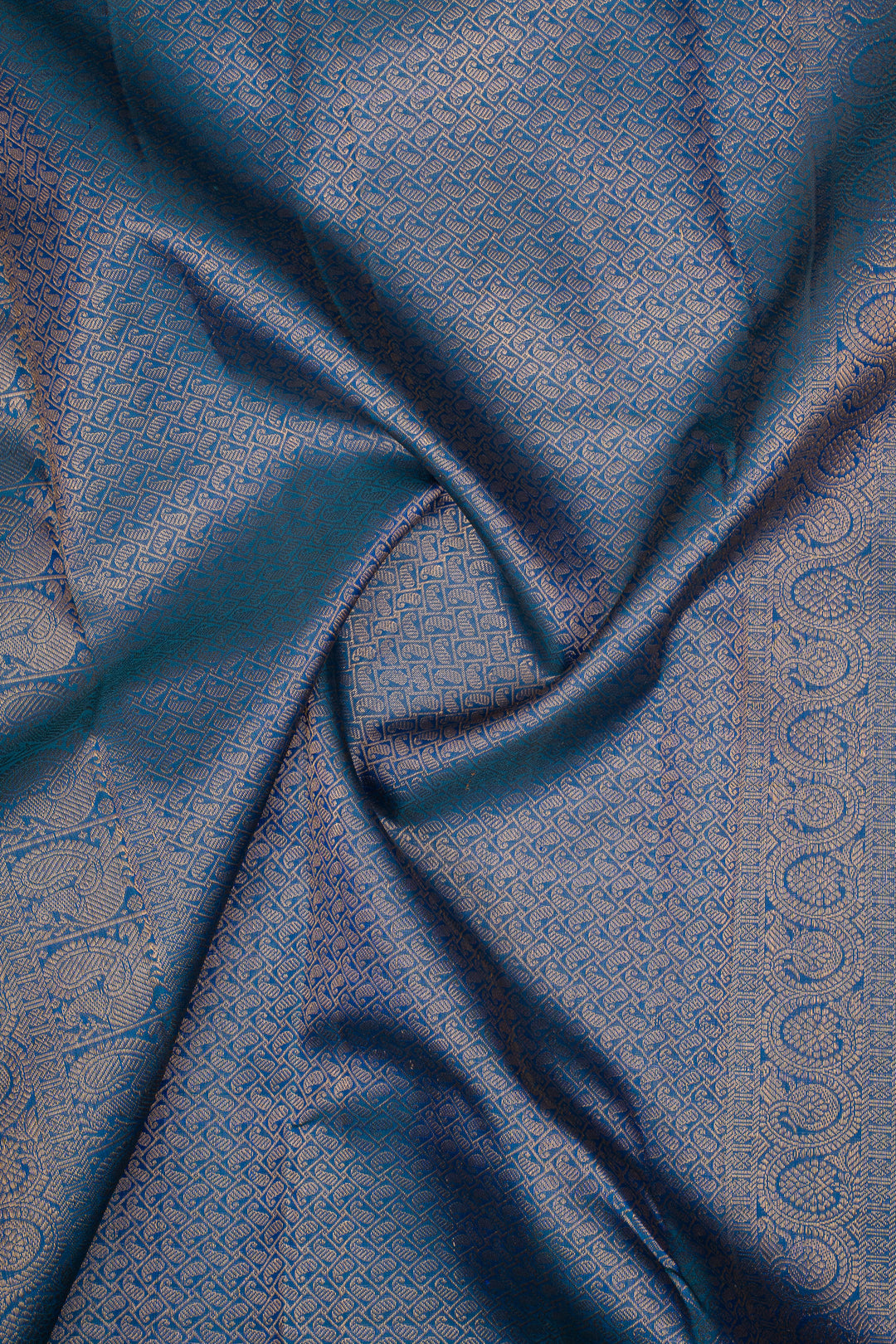 Peacock Blue Traditional Pure Kanchipuram Silk Saree