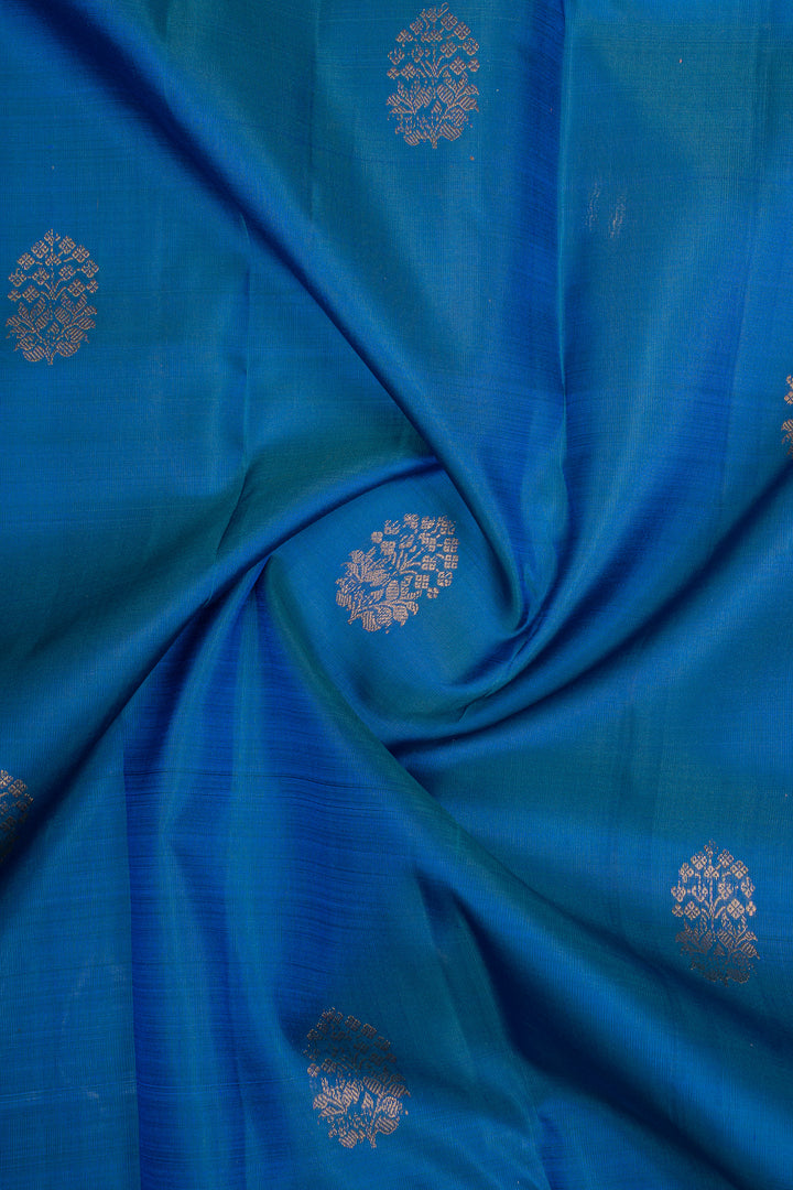 Peacock Blue Traditional Pure Kanchipuram Silk Saree
