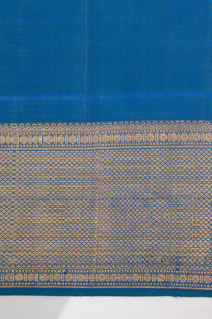 Peacock Blue Traditional Pure Kanchipuram Silk Saree