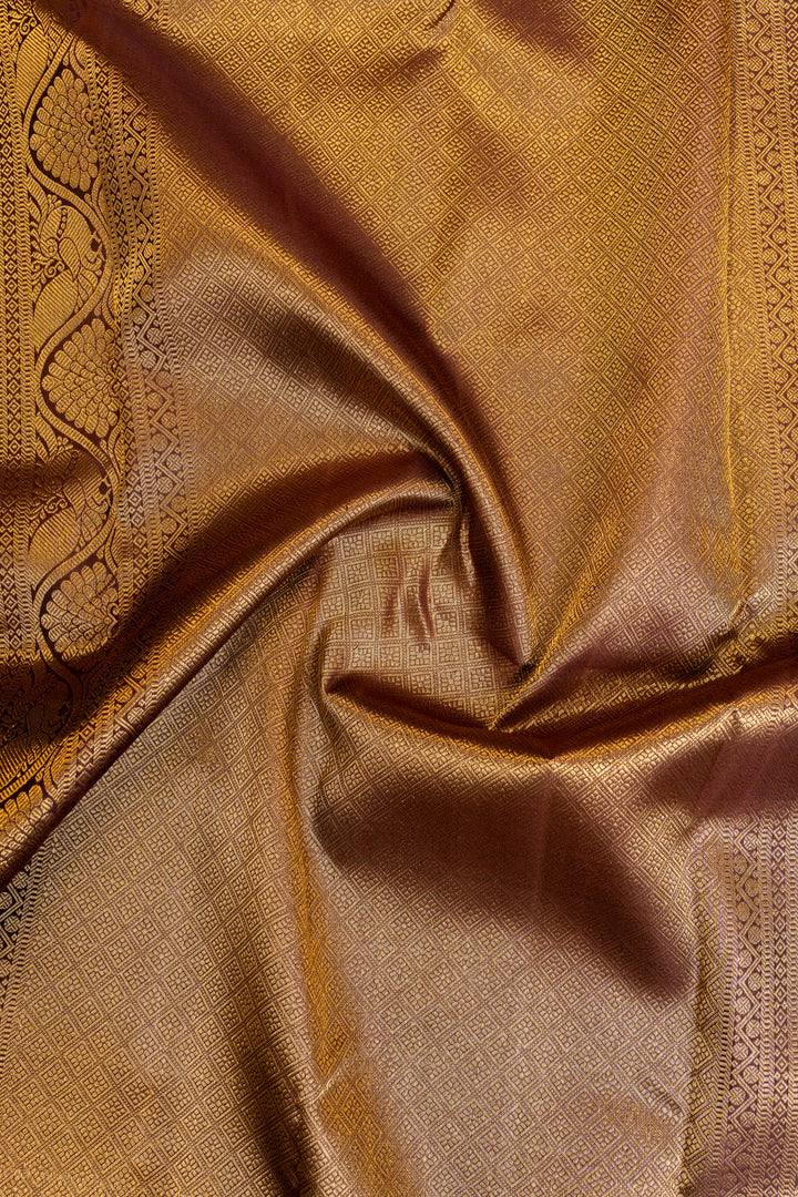 Anandha blue and brown traditional pure Kanchipuram silk saree