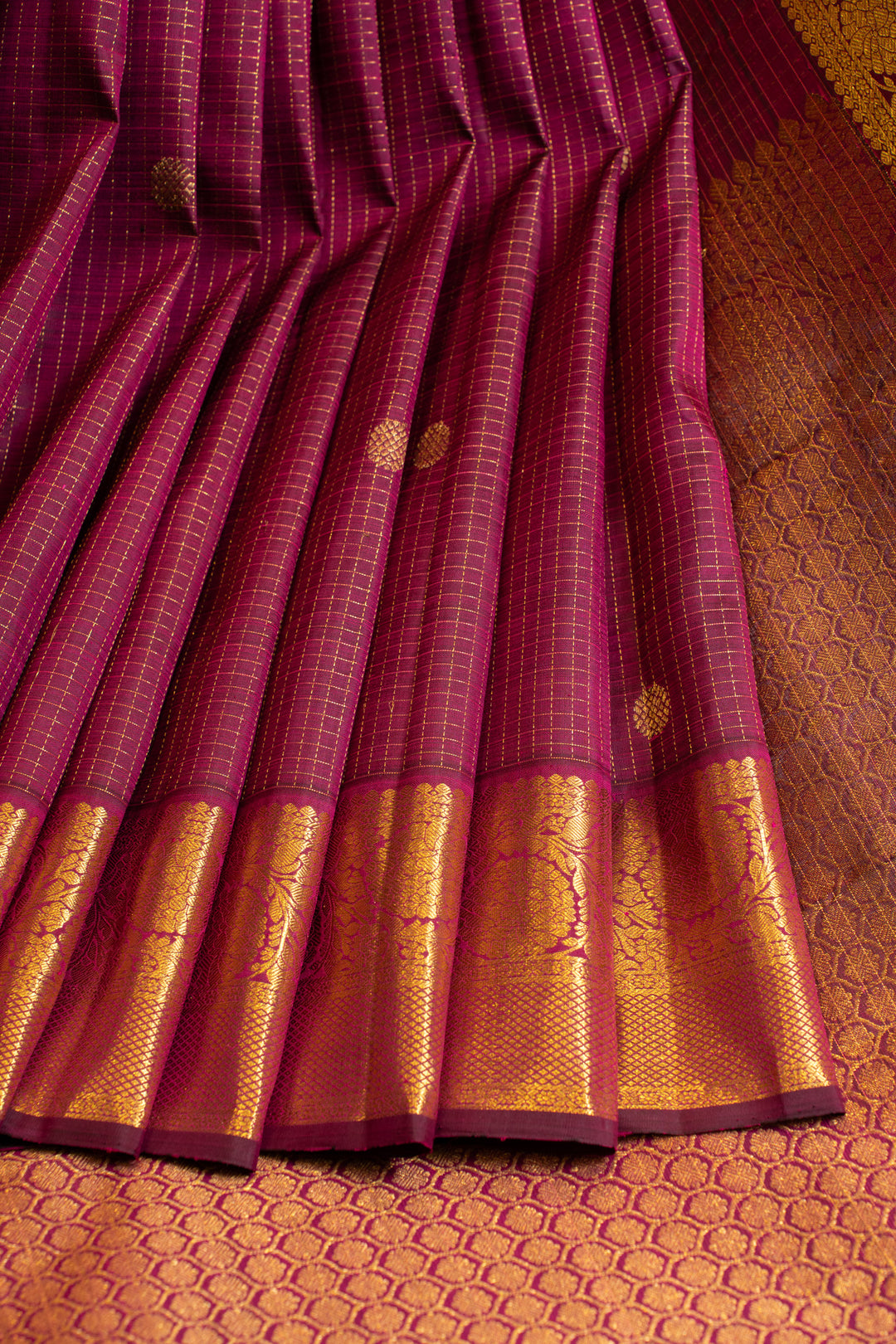 Magenta purple vairaoosi pure Kanchipuram silk saree