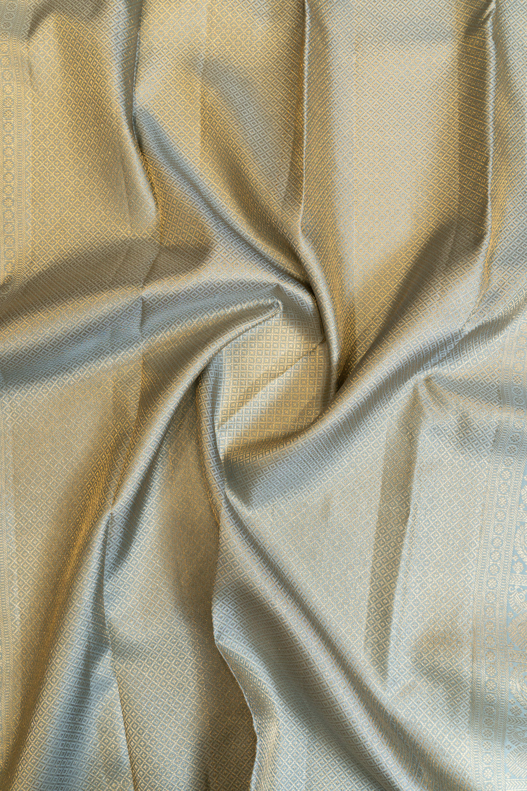 Greyish blue brocade pure Kanchipuram silk saree