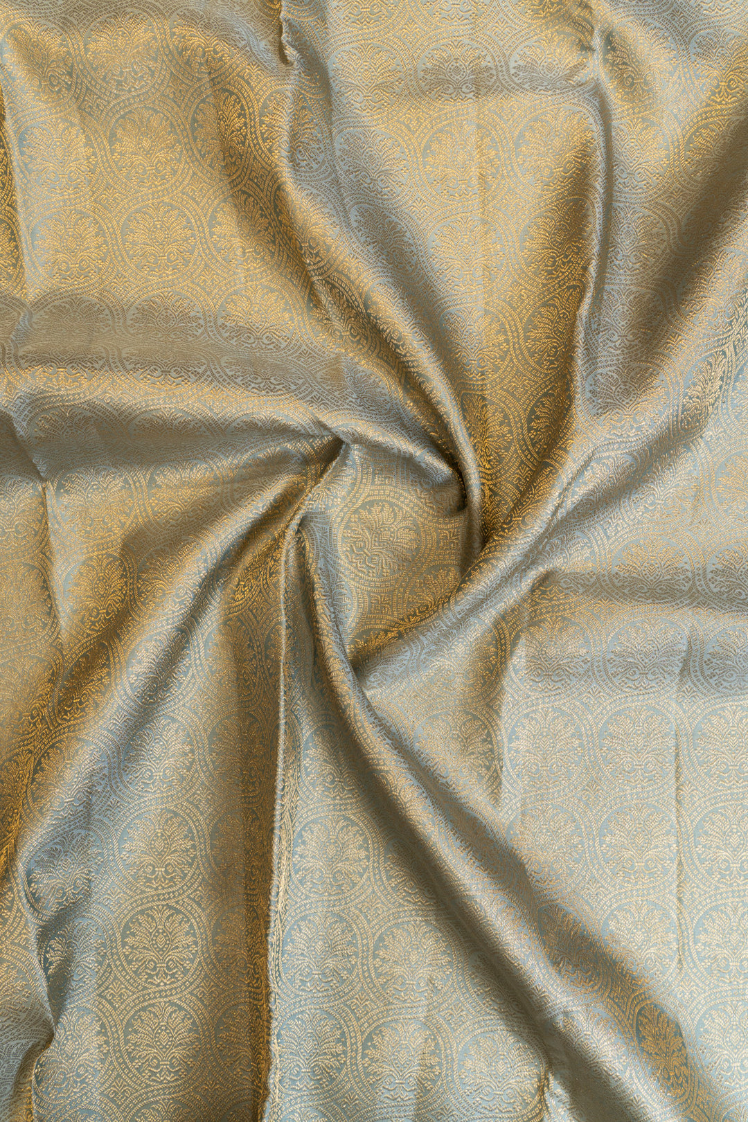 Greyish blue brocade pure Kanchipuram silk saree