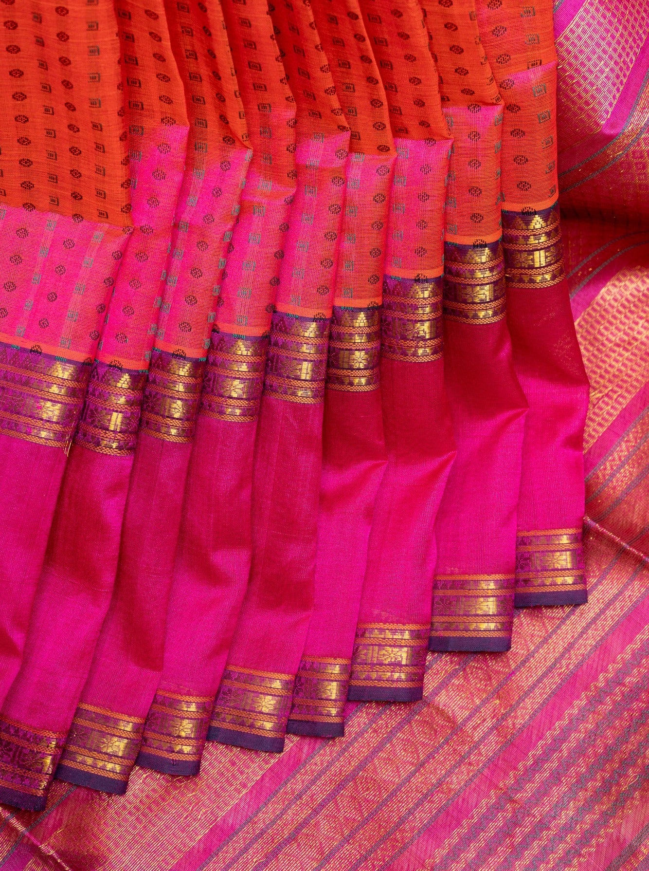 Pink Thread Jacquard Handloom Pure Silk Cotton Saree - Clio Silks