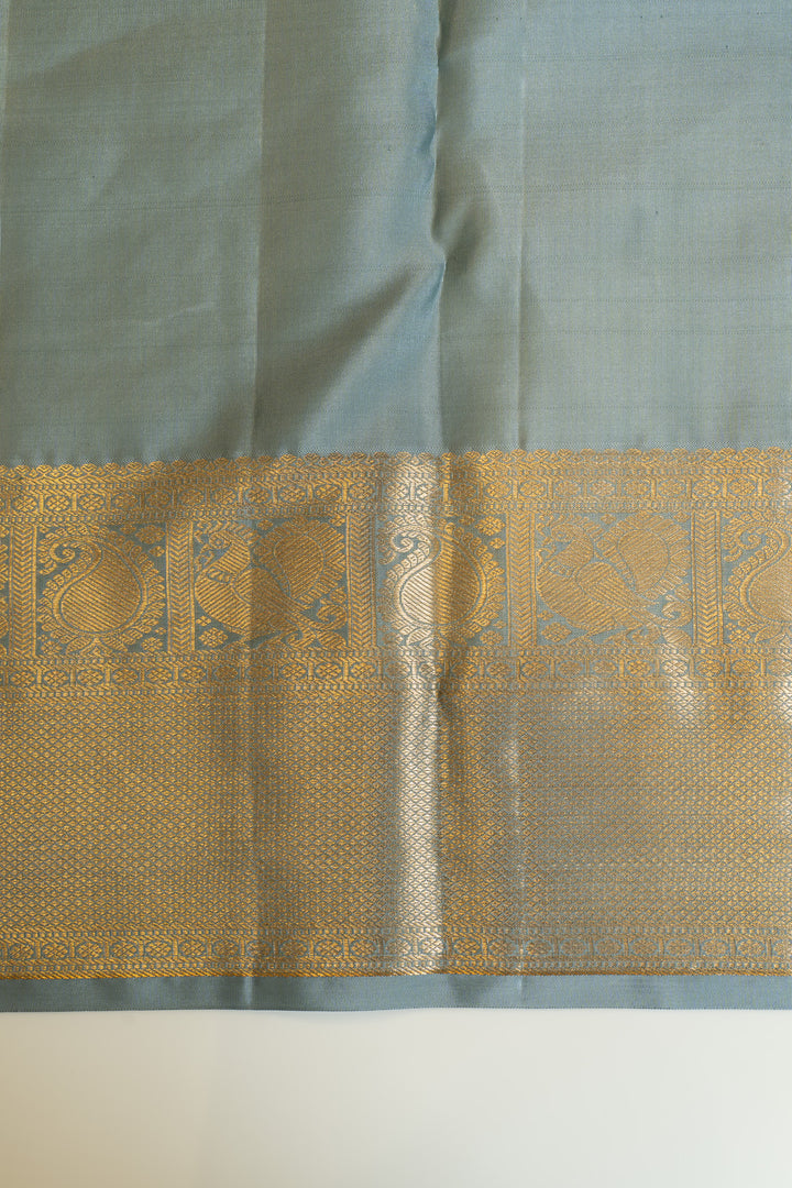 Greyish blue brocade pure Kanchipuram silk saree