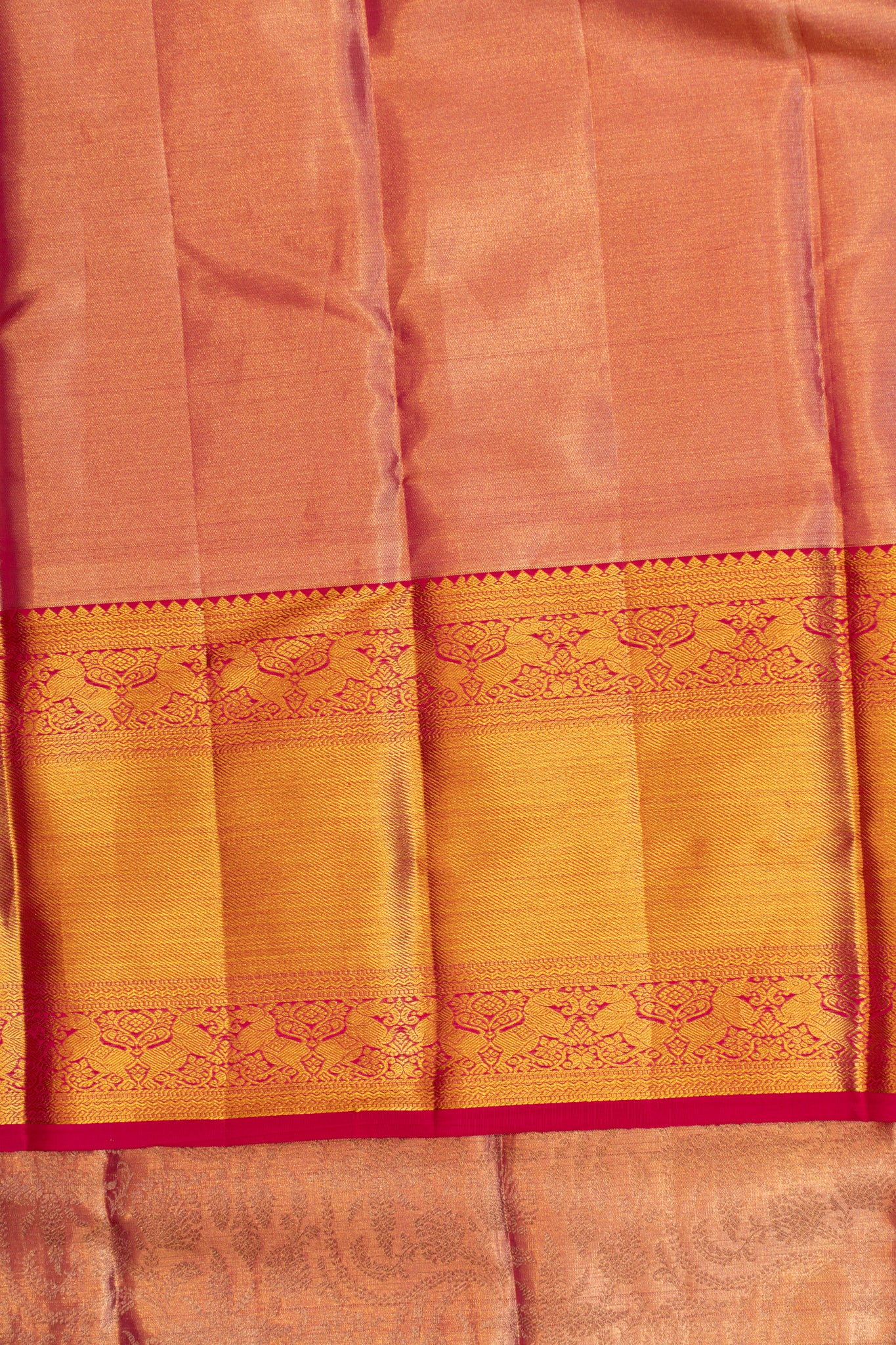 Pink floral pure tissue Kanchipuram silk saree