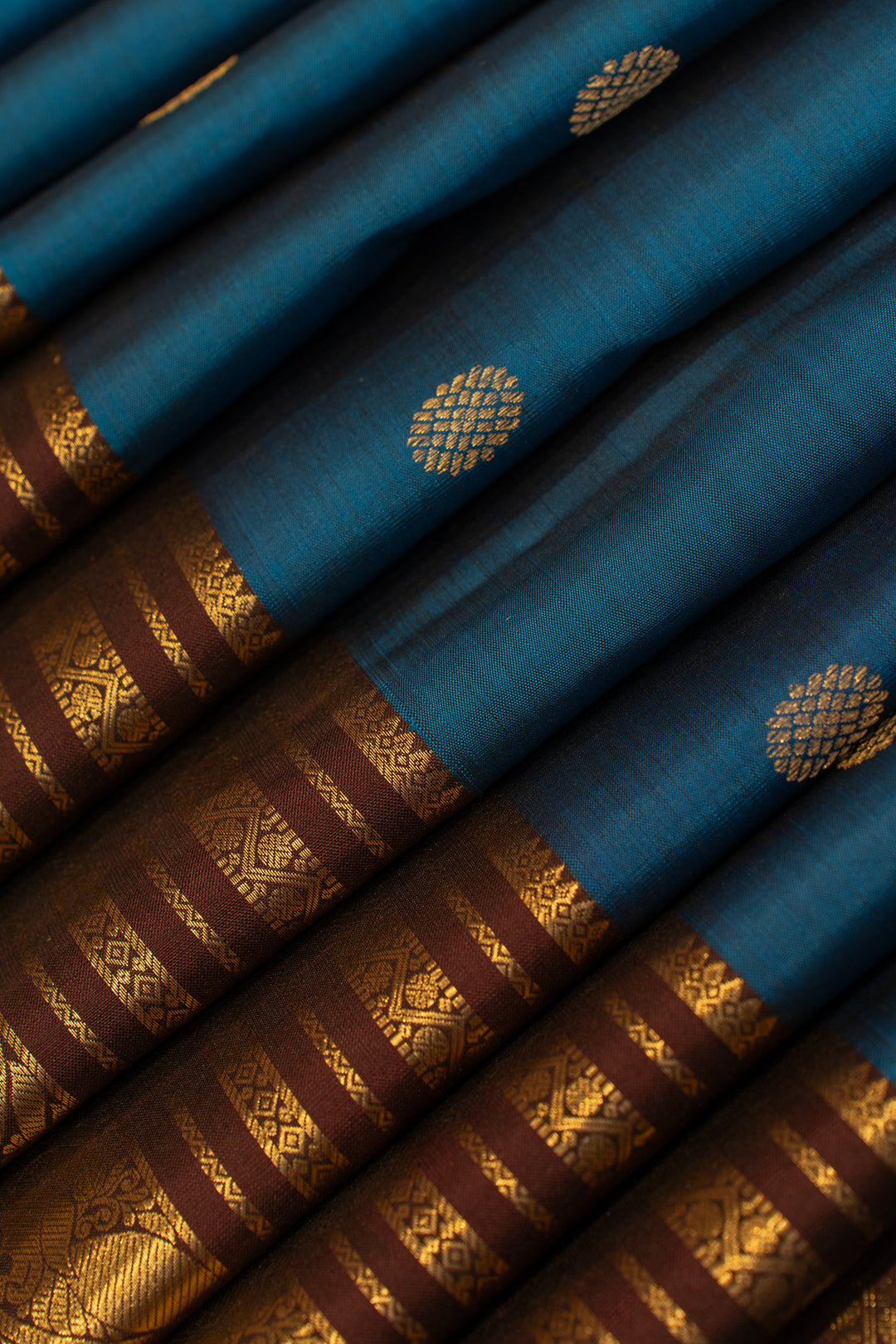 Anandha blue and brown traditional pure Kanchipuram silk saree