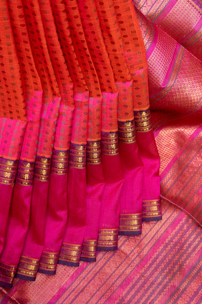 Pink Thread Jacquard Handloom Pure Silk Cotton Saree - Clio Silks