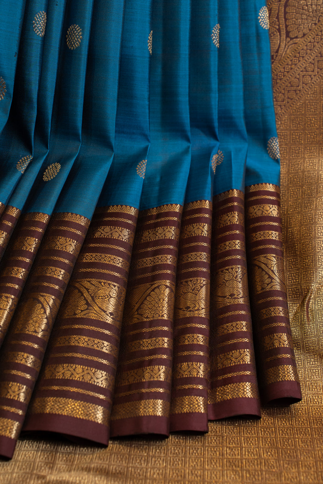 Anandha blue and brown traditional pure Kanchipuram silk saree
