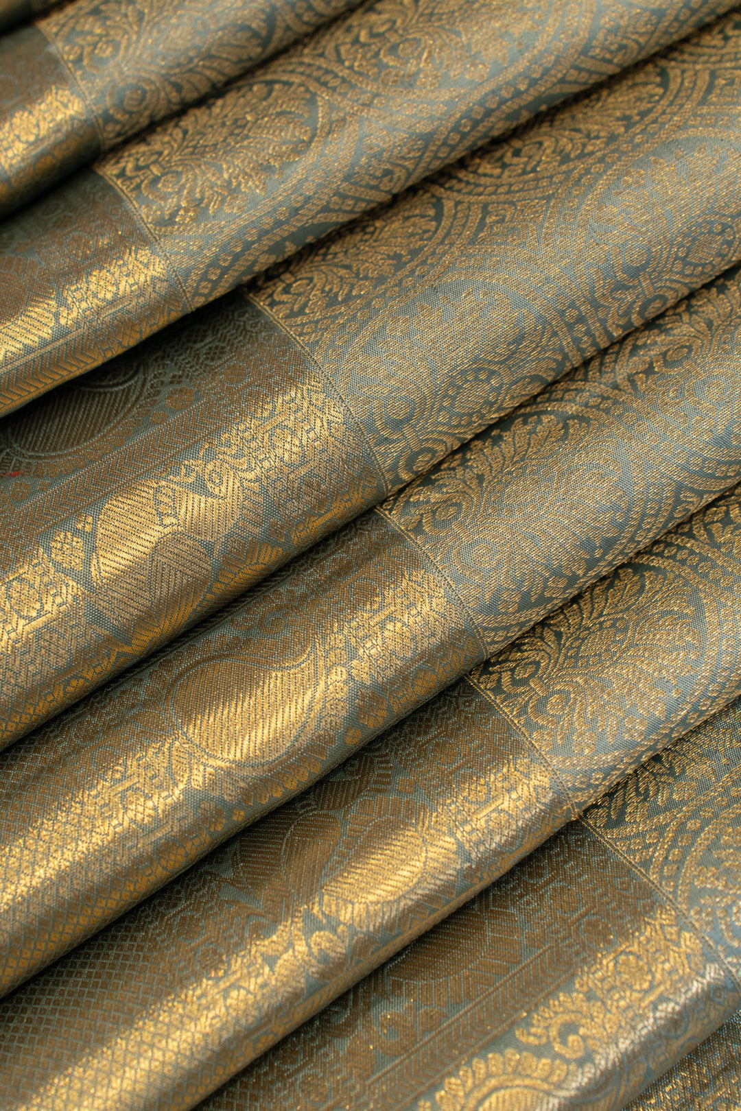 Greyish blue brocade pure Kanchipuram silk saree