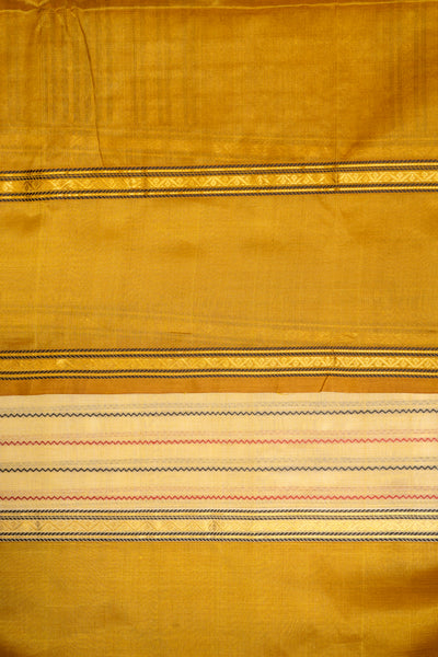 Cream and Mustard Handwoven Pure Silk Cotton Saree - Clio Silks