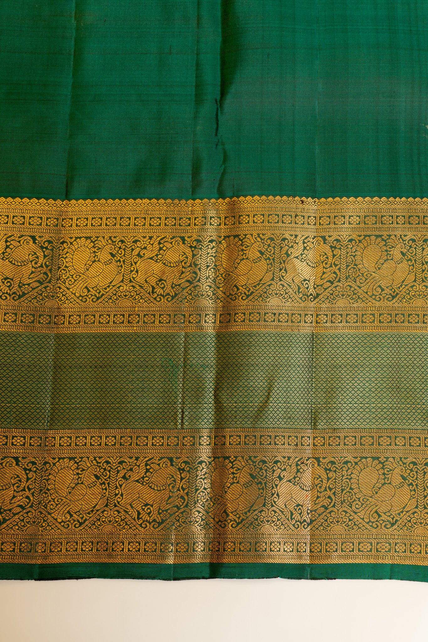 Magenta and green Varisaipettu pure Kanchipuram silk saree