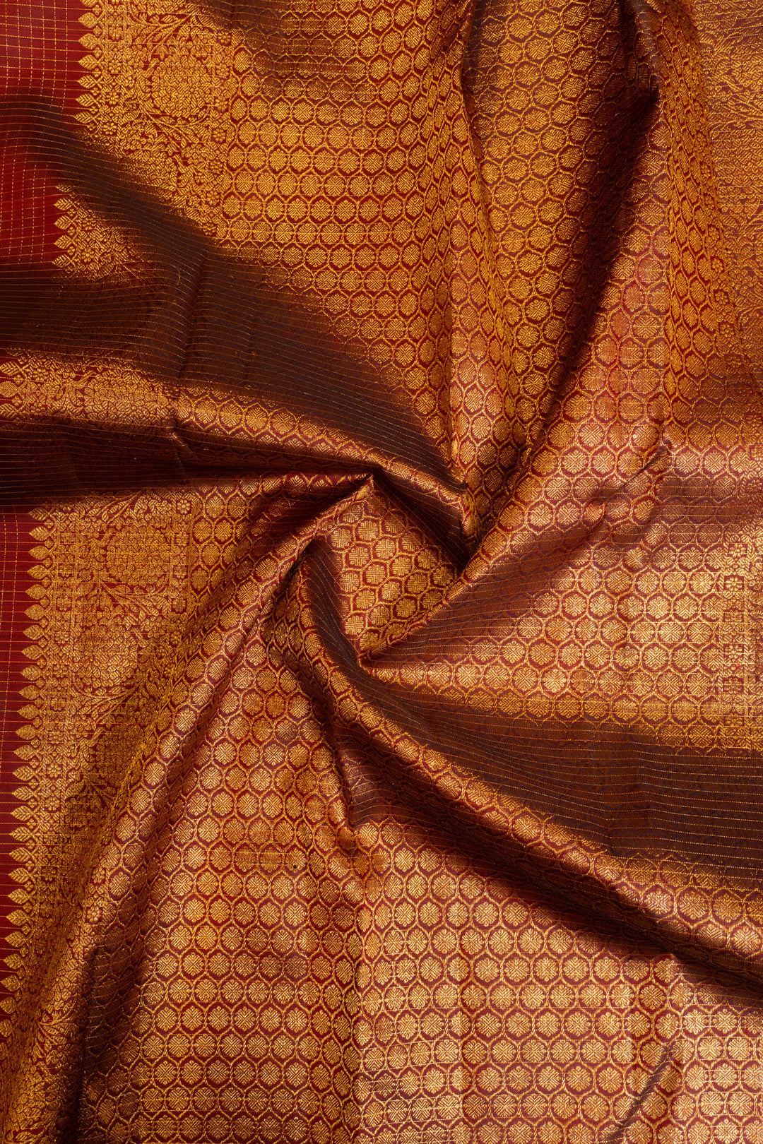 Arakku maroon vairaoosi checks pure Kanchipuram silk saree