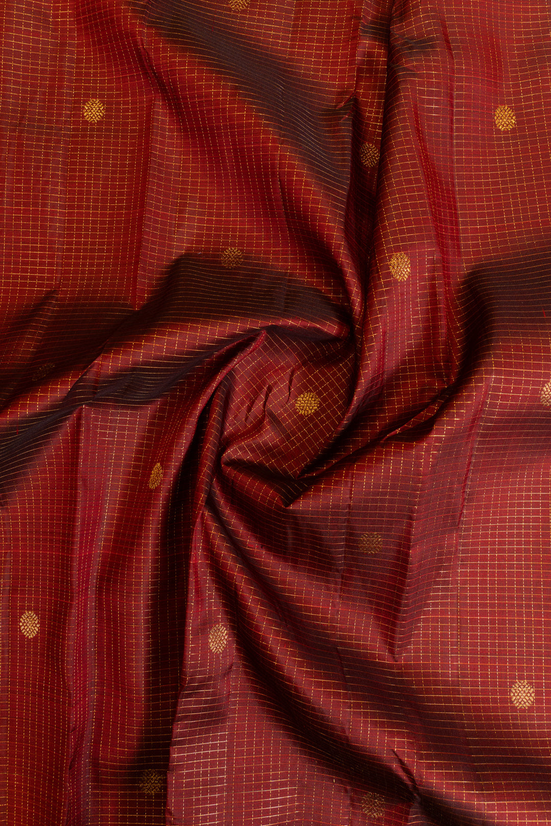 Arakku maroon vairaoosi checks pure Kanchipuram silk saree