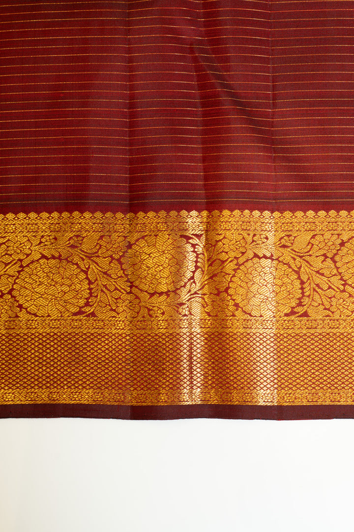 Arakku maroon vairaoosi checks pure Kanchipuram silk saree