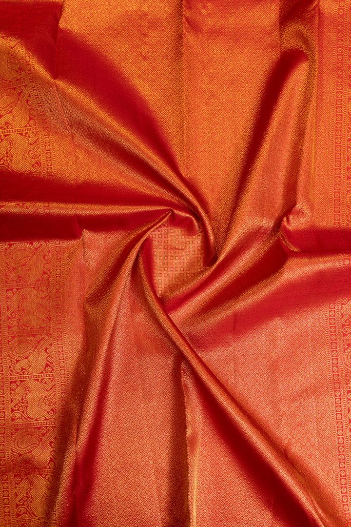 MS blue and red traditional Kanchipuram silk saree