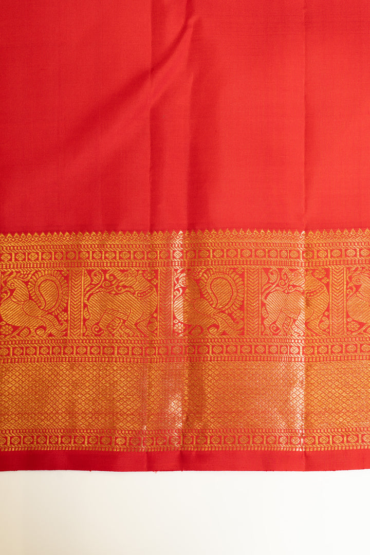 MS blue and red traditional Kanchipuram silk saree