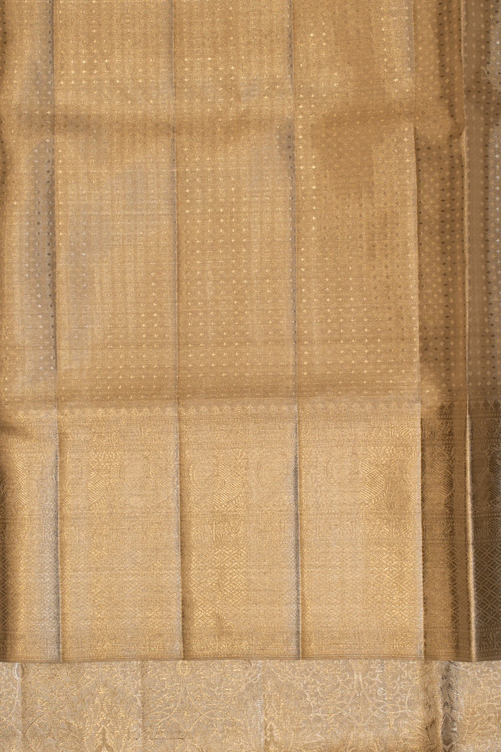 Silver gold pure tissue Kanchipuram silk saree