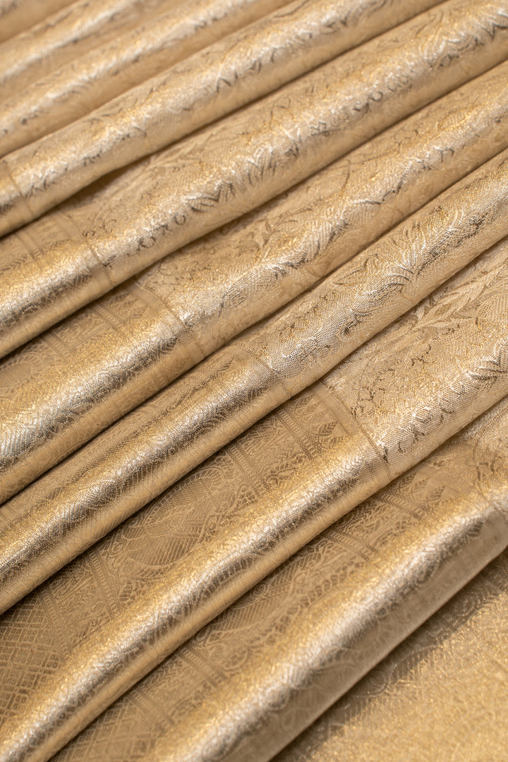 Silver gold pure tissue Kanchipuram silk saree
