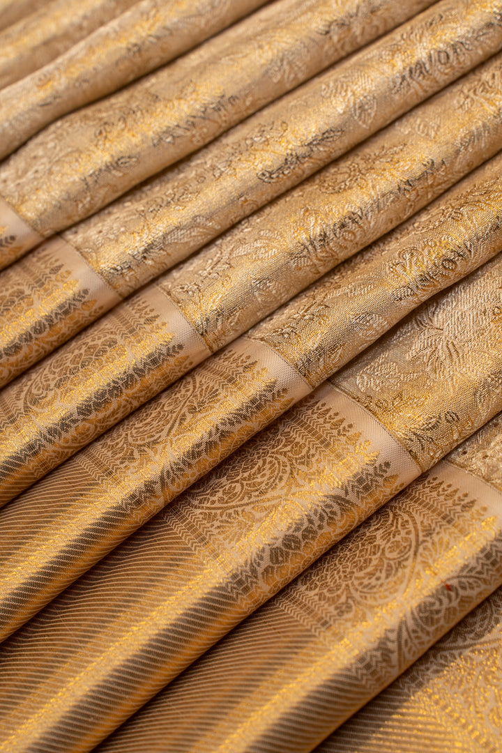 Gold tissue floral pure Kanchipuram silk saree