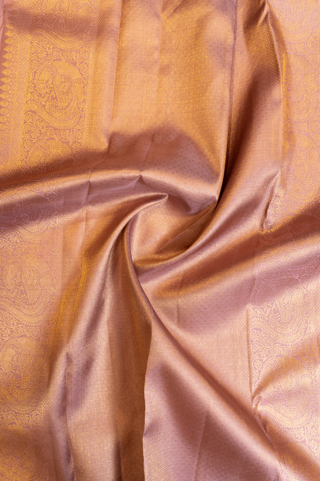 Lilac pink pastel pure Kanchipuram silk saree