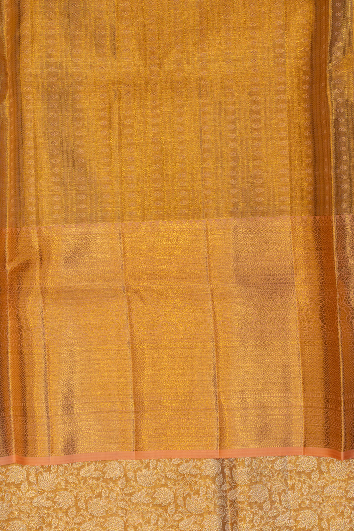 Pastel pink floral pure tissue Kanchipuram silk saree