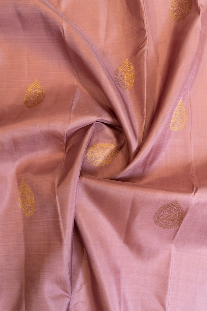 Lilac pink pastel pure Kanchipuram silk saree