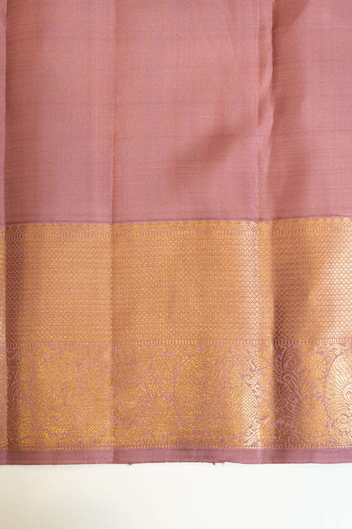 Lilac pink pastel pure Kanchipuram silk saree
