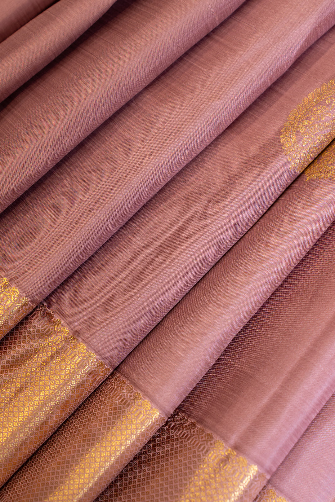 Lilac pink pastel pure Kanchipuram silk saree