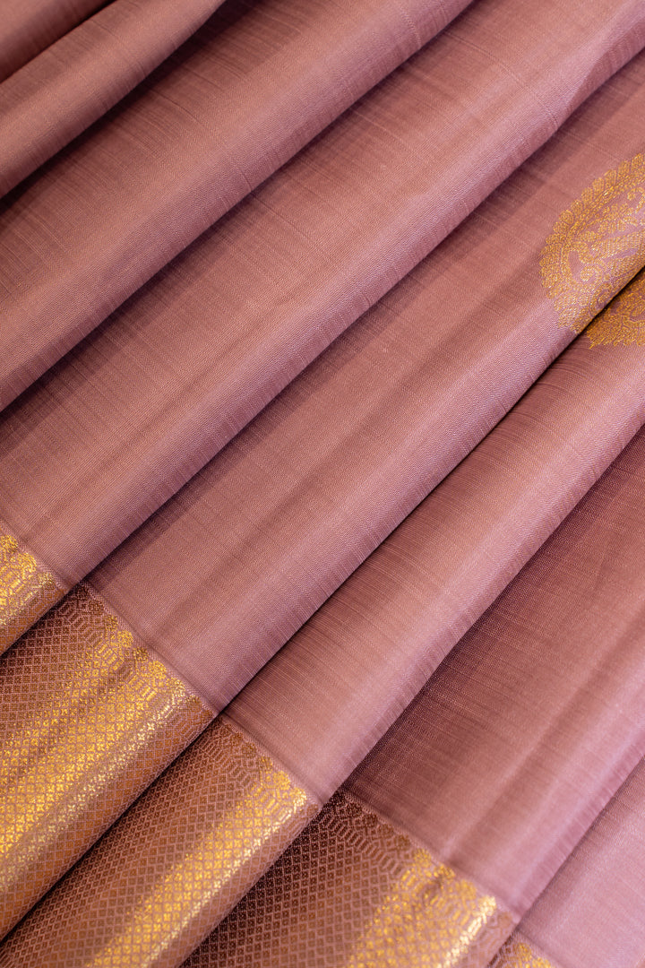 Lilac pink pastel pure Kanchipuram silk saree