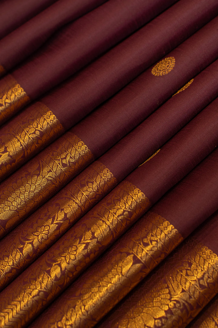 Sangria purple and gold traditional pure Kanchipuram silk saree