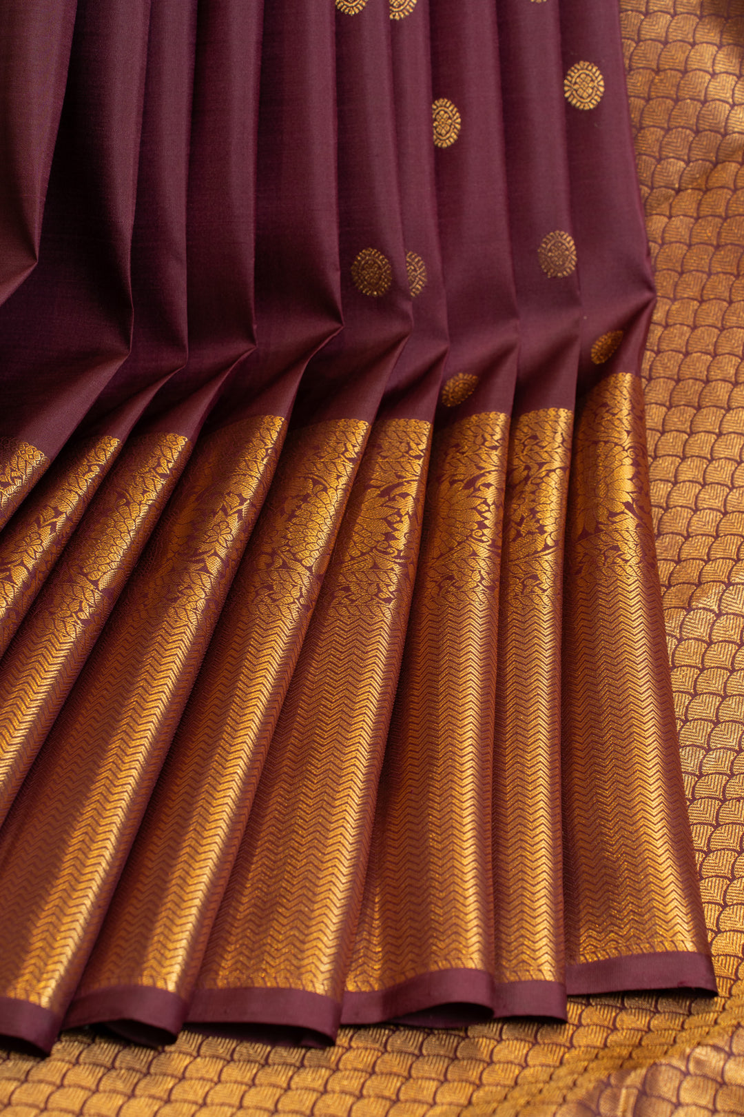 Sangria purple and gold traditional pure Kanchipuram silk saree